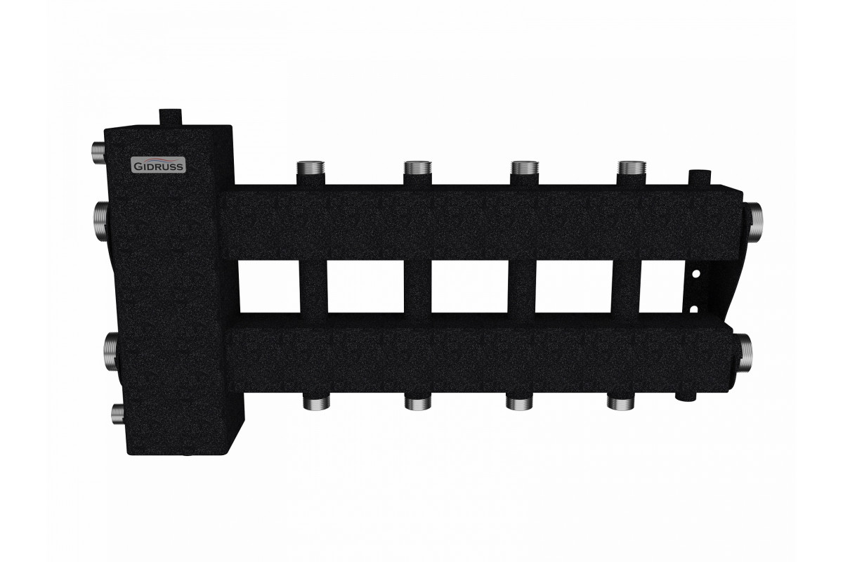 Балансировочный коллектор BM-150-5DU (до 150 кВт, подкл. котла G 1½″, 2+2  контура G 1″ + 1 боковой контур G 1½″)